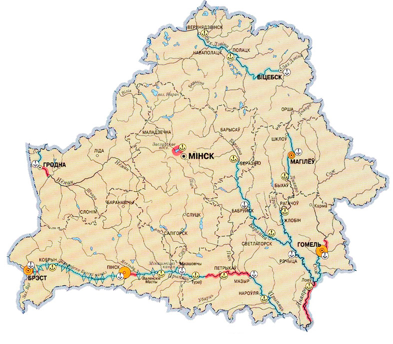 Географическая карта беларуси с реками и озерами с названиями