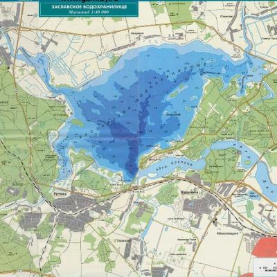 Карта Заславского водохранилища